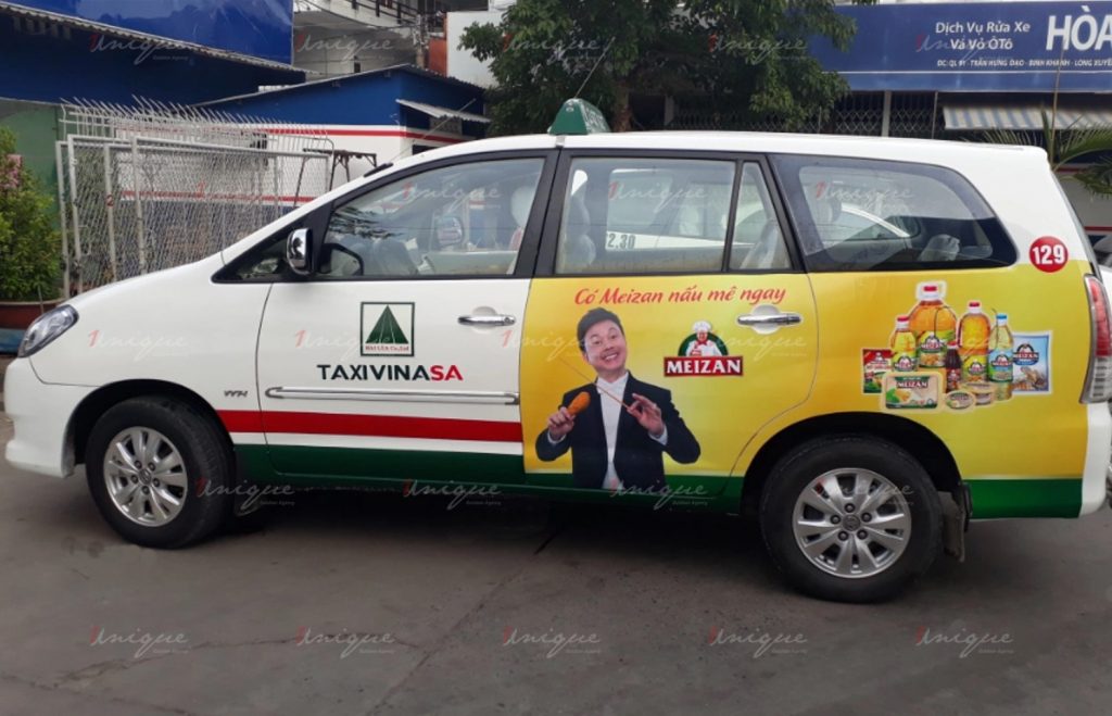 quảng cáo trên taxi vinasun